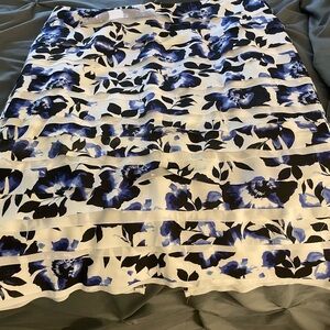 Floral Blue and White Midi Skirt